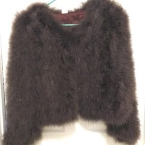 Ostrich fur crop jacket